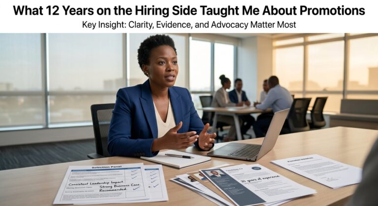 A professional HR leader reviewing candidate résumés and a selection panel report across a conference table in a modern corporate office.